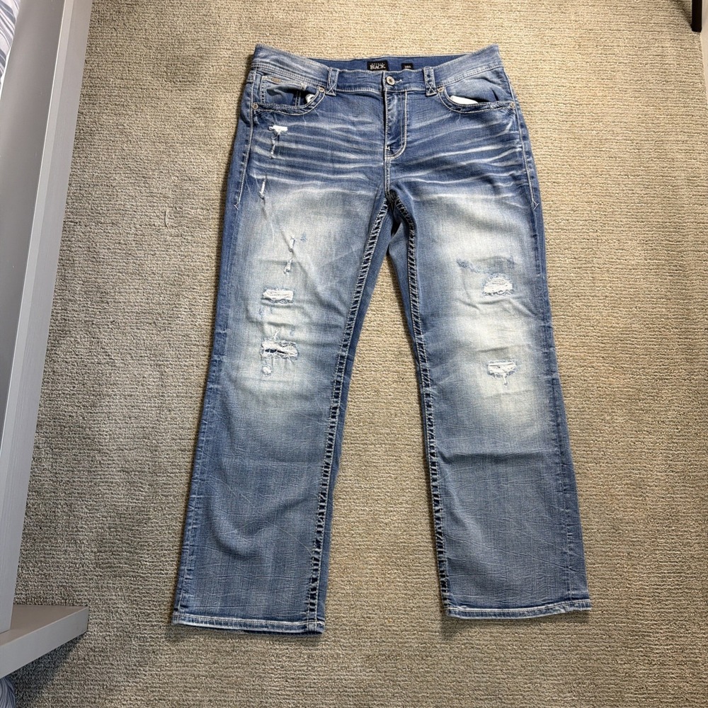 Buckle Black Jeans Mens Size 38R Fit No9 Bootleg Medium Wash Blue Distressed